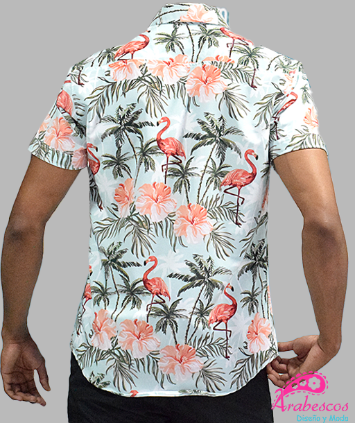 Camisa Playera Flamencos Fondo Azul Cielo