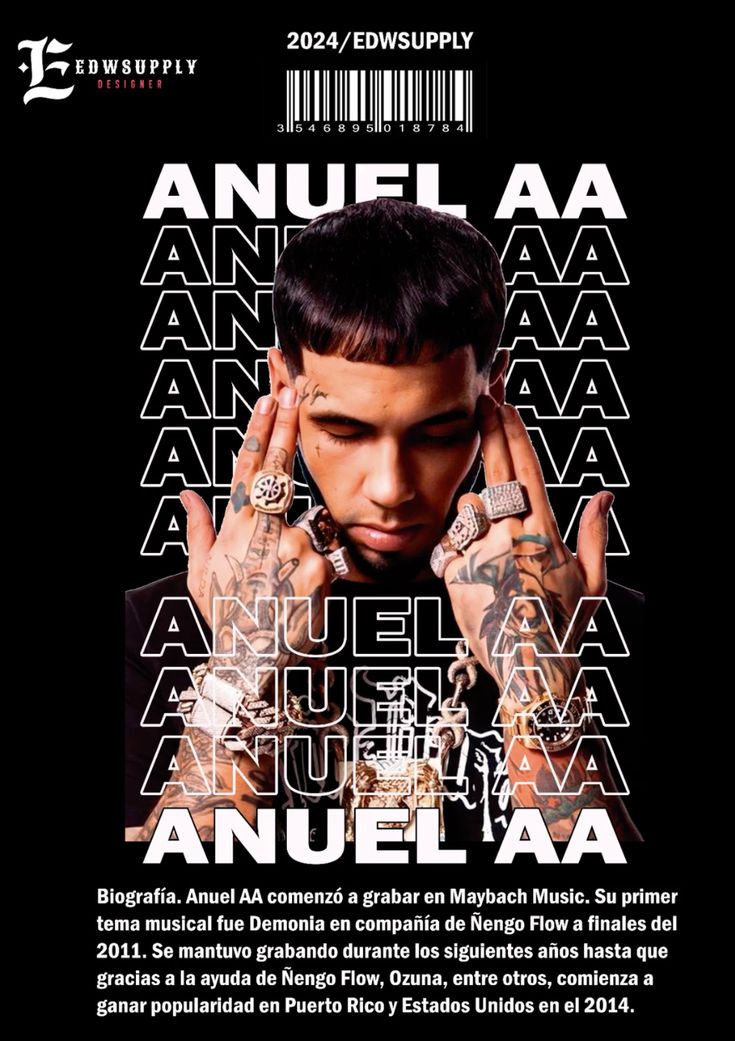 Camiseta Artistas Negra Anuel AA Brr