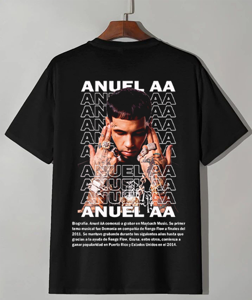 Camiseta Artistas Negra Anuel AA Brr