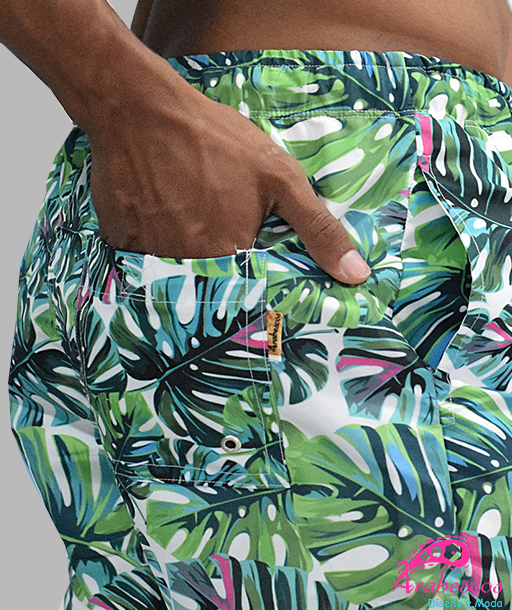 Pantaloneta Blancas Hojas Verdes