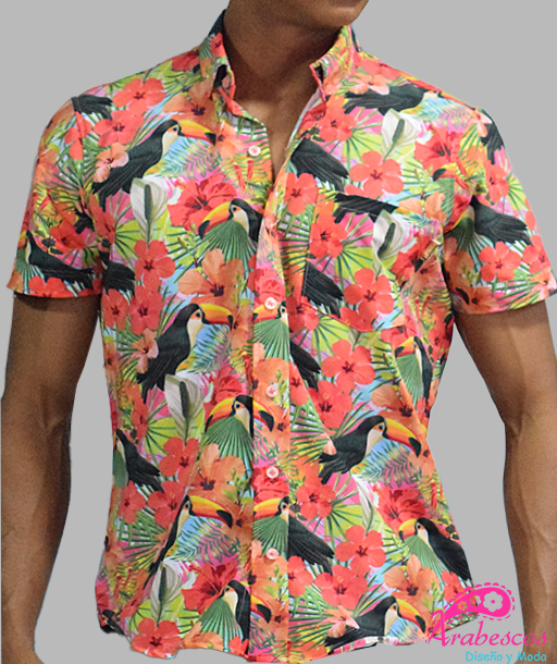 Camisa Playera Tucanes y Flores