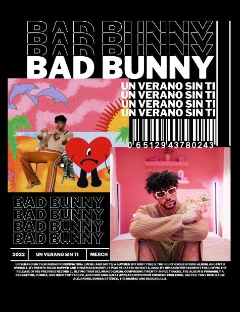 Camiseta Artistas Negra Bad Bunny