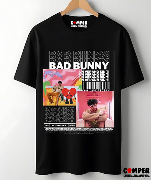 Camiseta Artistas Negra Bad Bunny