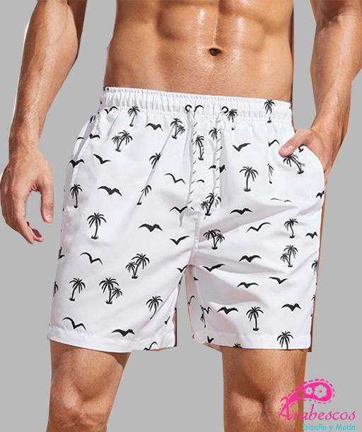 Pantaloneta Blanca Palmas y Garzas Negras