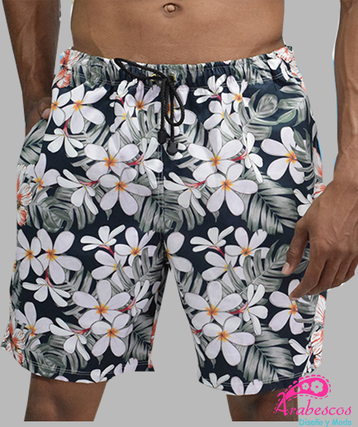 Pantaloneta Negra Flores Blancas
