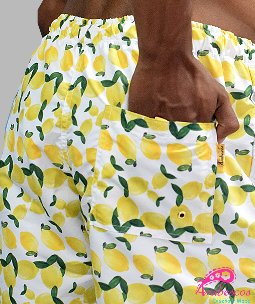 Pantaloneta Blanca Limones Amarillos