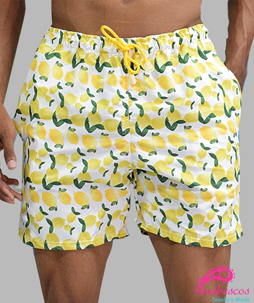 Pantaloneta Blanca Limones Amarillos