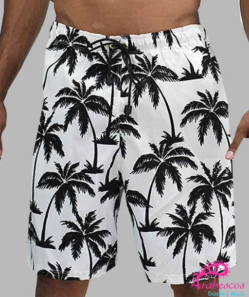 Pantaloneta Blanca Palmas Negras