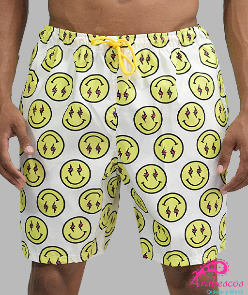 Pantaloneta Blanca Emoji Carita Ojos con Rayos