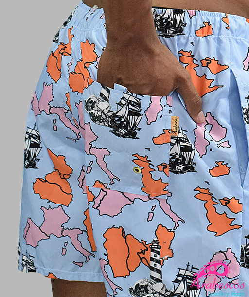 Pantaloneta Mapamundi Fondo Azul
