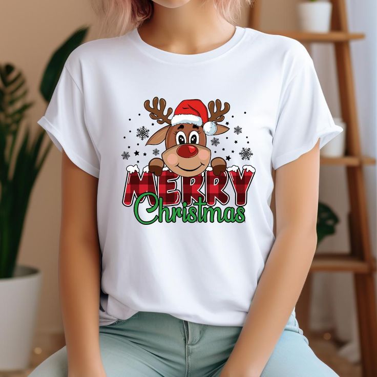 Camiseta Navideña Reno Merry Christmas